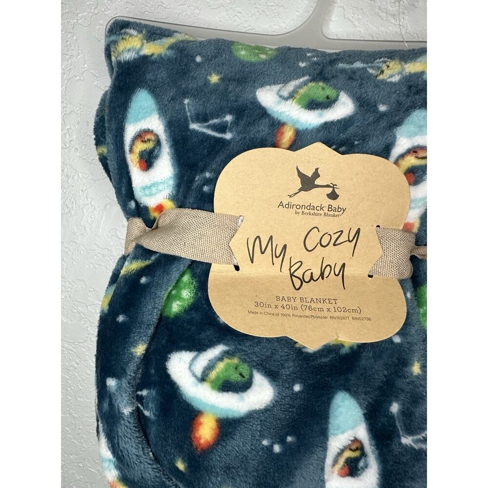 Adirondack Baby Blanket My Cozy Blanket Space Rockets Dinosaur Spaceship - Picture 3 of 4